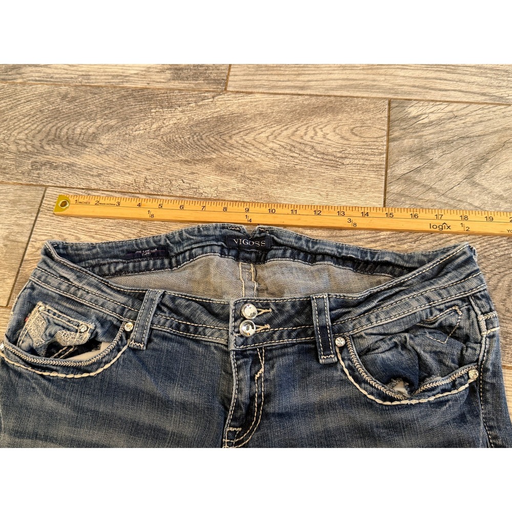 Vigoss Chelsea Capri Jeans 16 x 21 Embellished Distressed Denim 16x21 Jean Crop - Picture 6 of 12